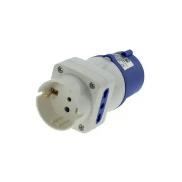 Descubre el Adaptador Schuko ~ 2P-T 16A IP44: una solución práctica, moderna y accesible.