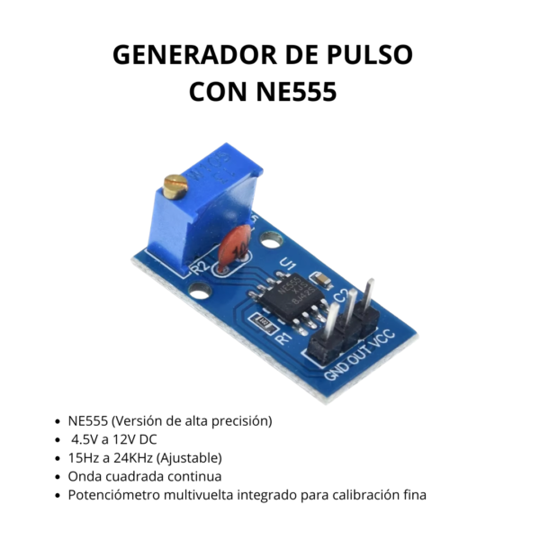 Módulo Generador de Pulsos y Onda Cuadrada NE555 (15Hz - 24KHz)