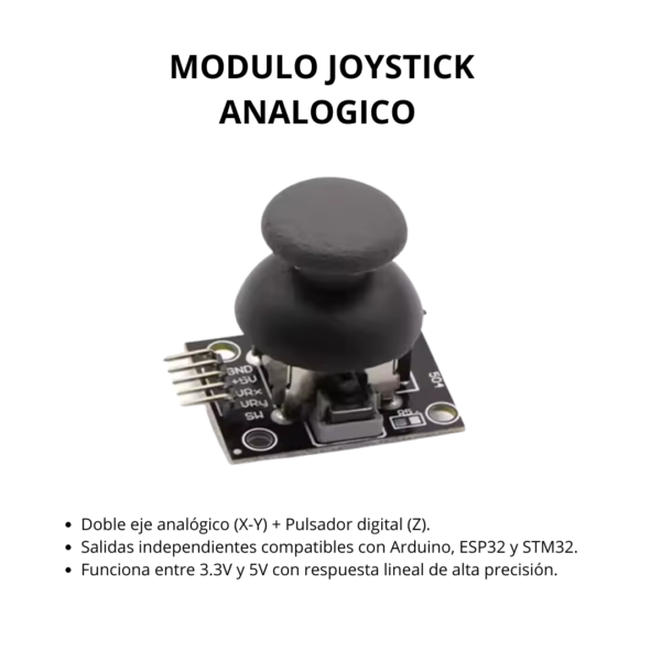 Módulo Joystick de 2 Ejes con Pulsador (Eje Z) - Compatible con Arduino