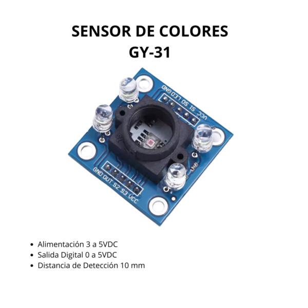Módulo Sensor de Color GY-31 TCS3200 RGB 3-5VDC