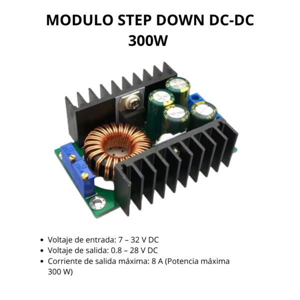 Módulo Step Down DC-DC 300W | Reductor de Voltaje de Alta Potencia (8A)