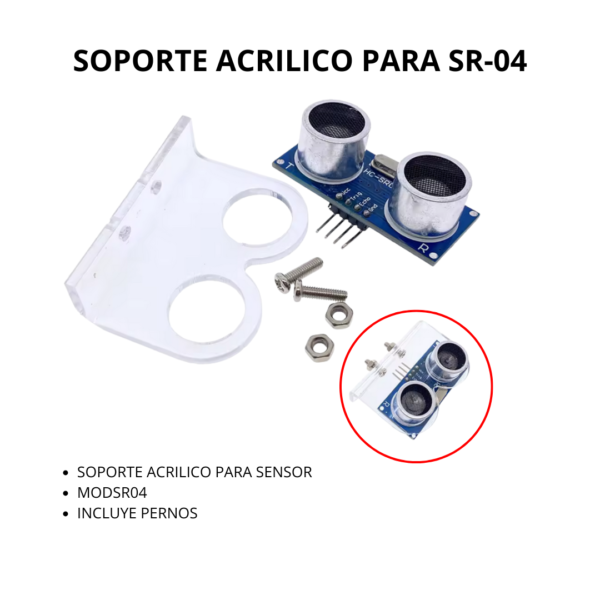 Accesorios para Sensor Ultrasónico SR-04 – Kit de Sensor y Soporte Acrílico