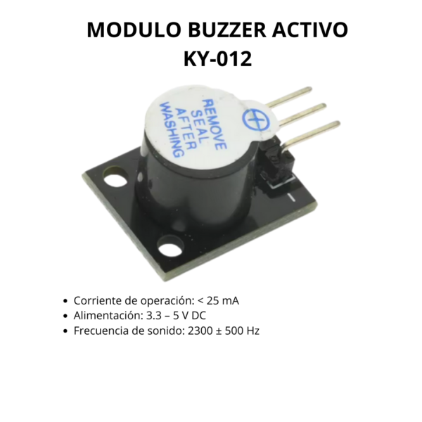 Módulo Buzzer Activo KY-012 | Alarma Sonora 3.3V - 5V